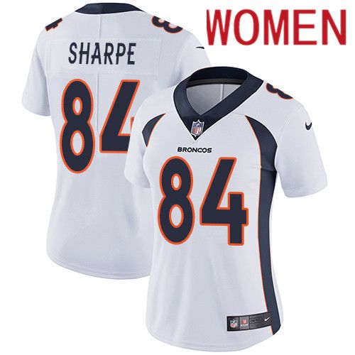 Women Denver Broncos #84 Shannon Sharpe White Nike Vapor Limited NFL Jersey